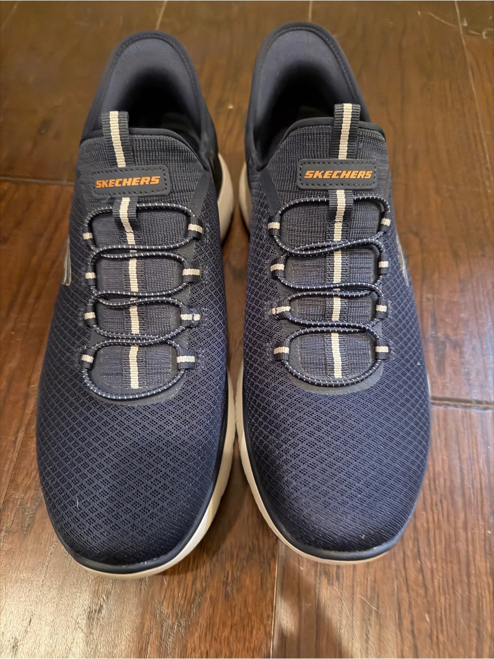 Skechers Men's Slip-On Athletic Sneakers in Navy and White